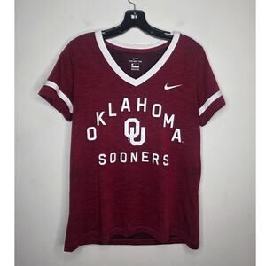 Nike Dri-fit Oklahoma Sooners red white cotton blend short sleeve shirt - medium